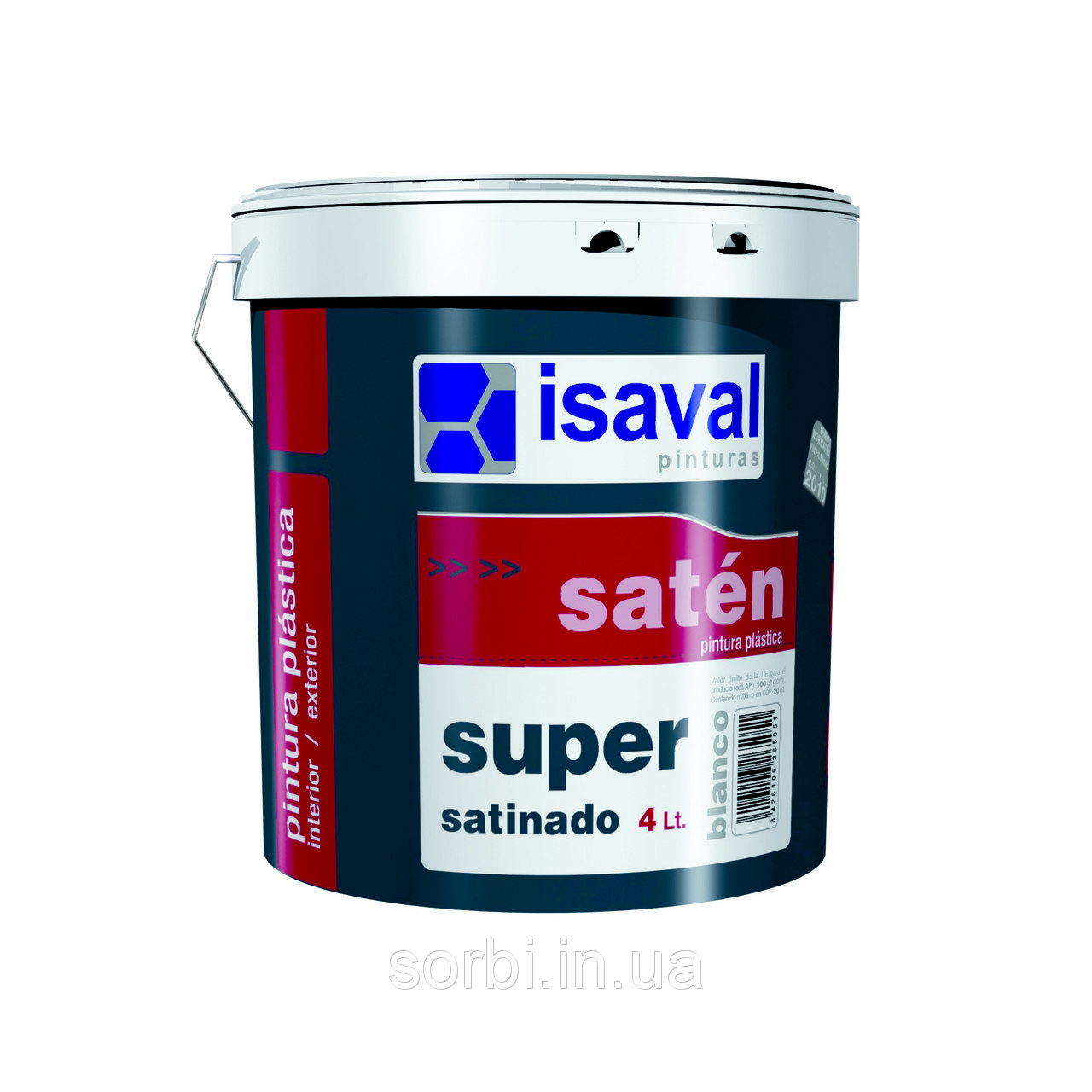 Акрилова фарба для шпалер і рельєфних поверхонь Сатінадо Супер, з шовковистим блиском ISAVAL 1л до 15м2
